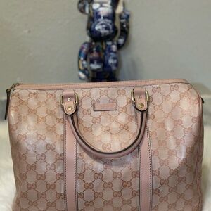 GUCCI PINK PVC CANVAS BOSTON TOTE BAG